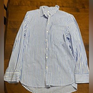 H&M Long Sleeve Blue and White Striped Shirt with breast pocket, rolled sleeves